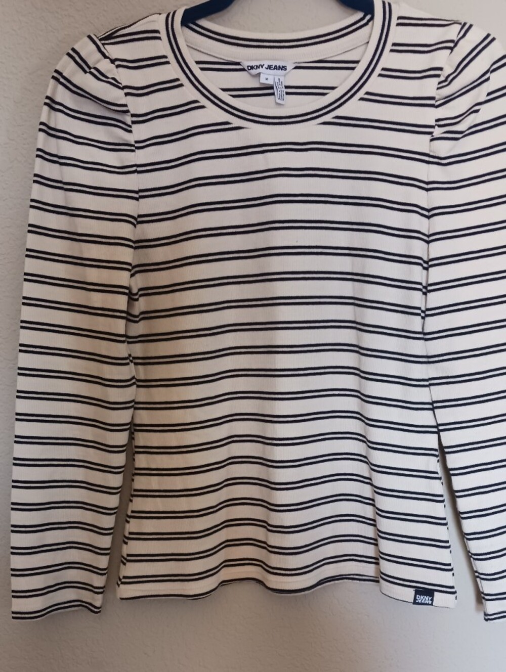 DKNY Cream and Black Striped Long-Sleeve Skirt